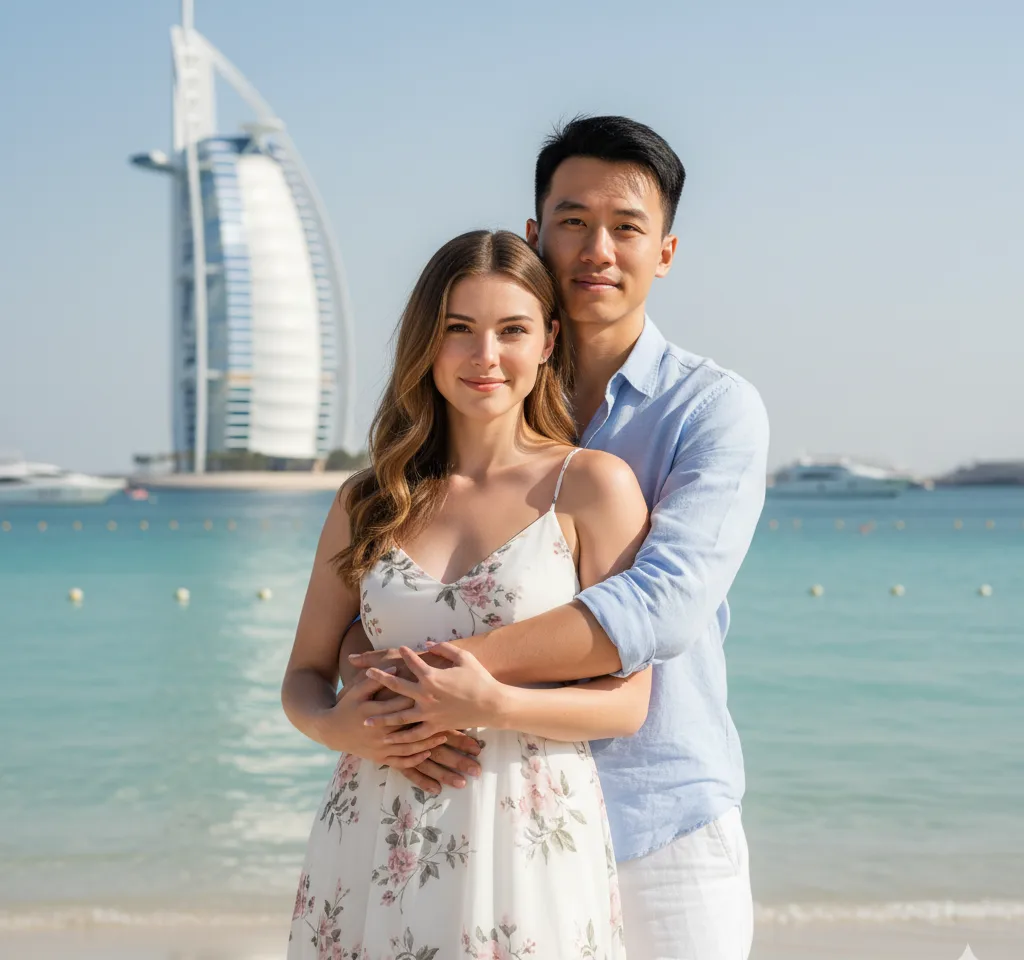 Jumeirah Beach — AI Couple Photo Template